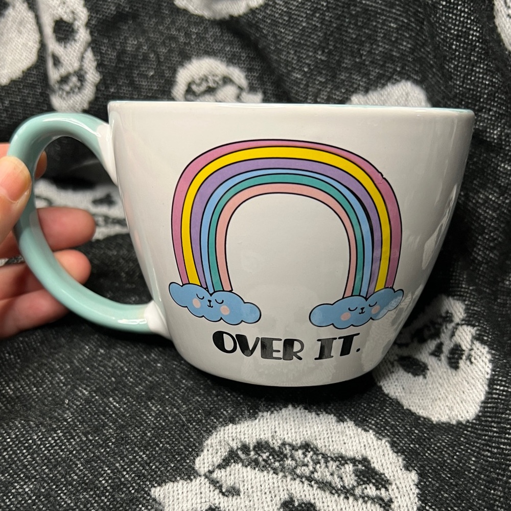 Wide Width Funny Sarcastic Over It Large Rainbow Sunshine Mug